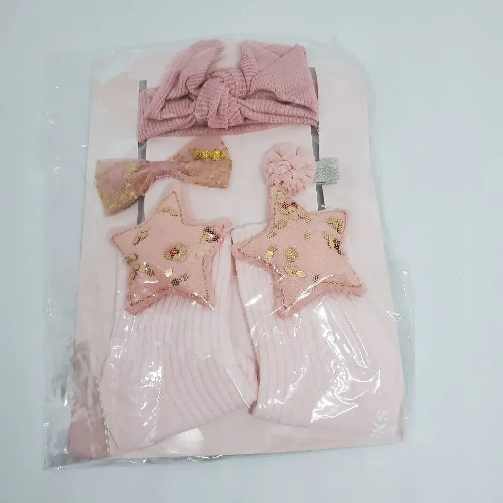 NIB Chicbaby Pink & Gold Hair Accessories & Socks